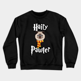 Hairy Cat Pawter Funny Hairy Paw Cat Lover Cute Hairy Cat Head Crewneck Sweatshirt